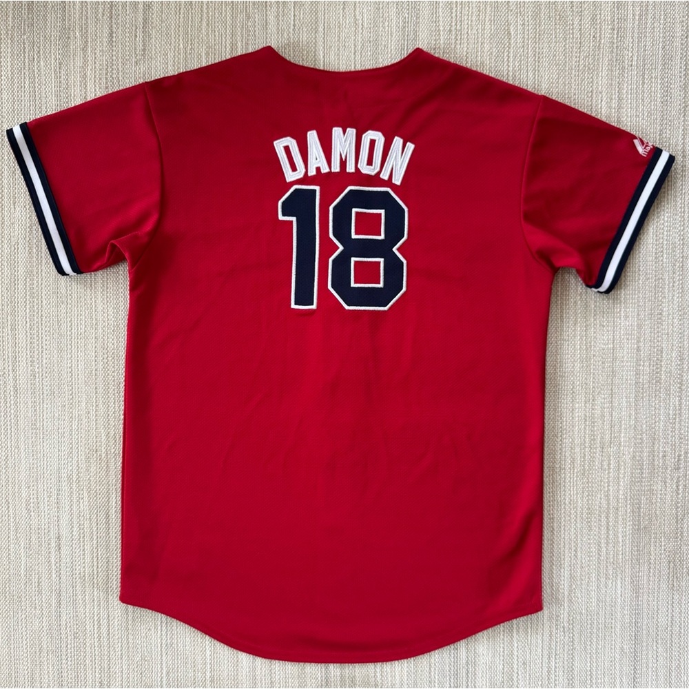 Vintage Boston Red Sox Damon 18 Majestic red baseball jersey men’s XL‎
